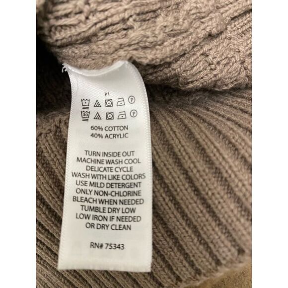 Ethan Pierce Half Buttoned Turtleneck Sweater Beige Cotton Blend Men’s Size M - Picture 7 of 7